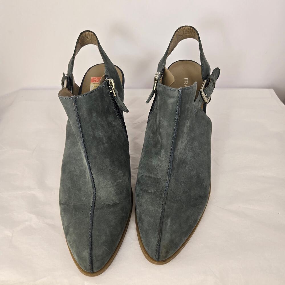 "Harley" Blue Suede Stacked Heel Slingback - Picture 11 of 13